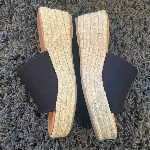 J Crew black mule espadrille platform wedge sandals - Picture 3 of 8